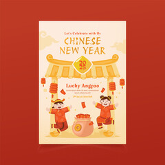 Lucky angpao festival of Chinese new year on poster template