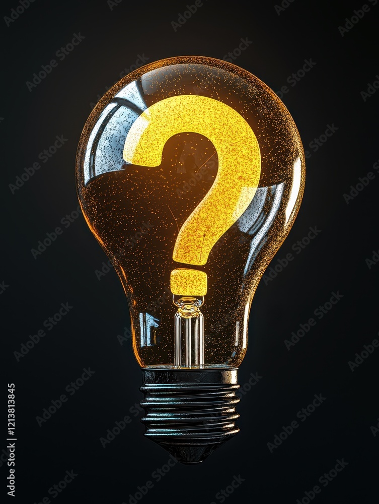 Poster illuminating questions conceptual lightbulb with question mark symbolizing curiosity studio digital 