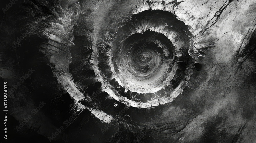 Aufkleber abstract spiral design in monochrome with textured background