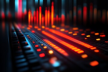 Abstract illuminated audio mixing console.