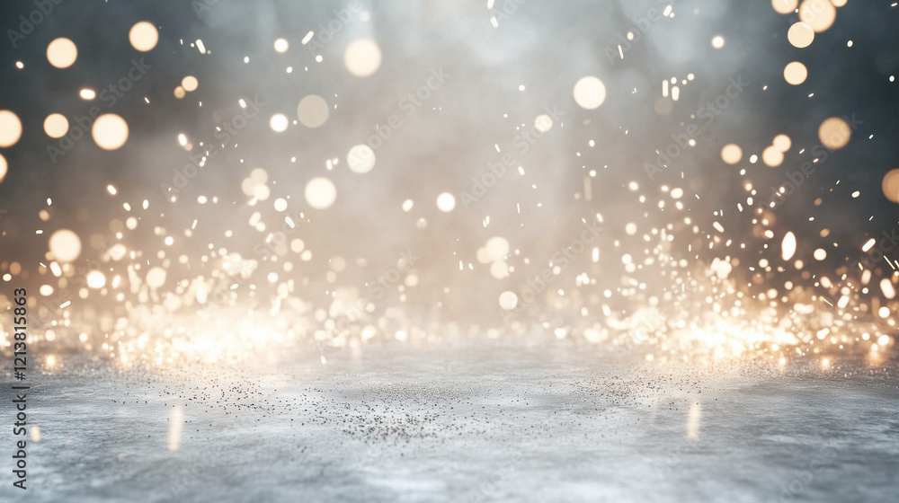 Poster glimmering sparkles: a captivating image of shimmering golden sparkles and bokeh lights against a da