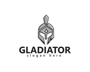 creative Spartan helmet with striped logo design