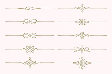 Vector set of elegant line art border ornament
