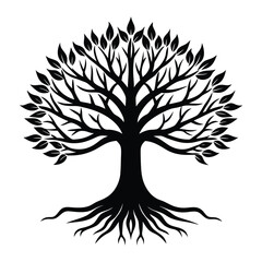 Obraz premium tree silhouette vector on white background 