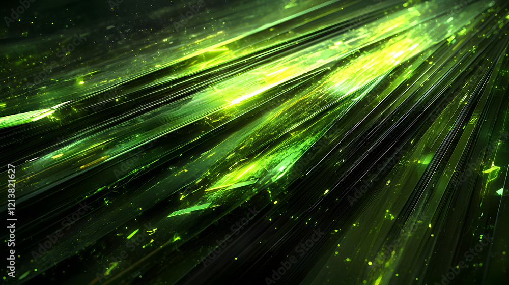 Poster green abstract background featuring lines and stars creating a modern artistic design