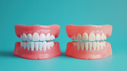 Obraz premium 3D Cute healthy tooth,tooth character with toothbrush ,Dental care illustration set,childrens dentistry concept,pain and lean on other teeth cause of tooth decay,dental care for kids.
