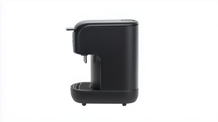 Sleek Black Espresso Machine: A modern, minimalist black espresso machine stands on a surface, showcasing its compact and stylish design. Perfect for small kitchens or offices. 