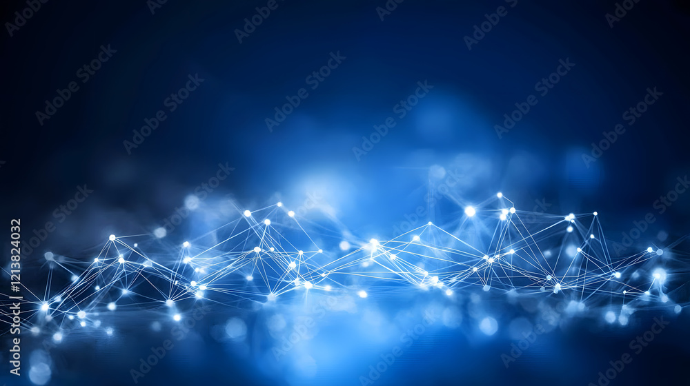 Poster abstract technology background featuring interconnected lines and dots in a modern digital design