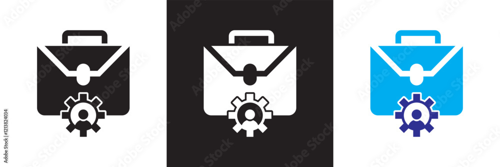 Poster business setting icon set. icons related to setting. setting business icons collection. isolated on 