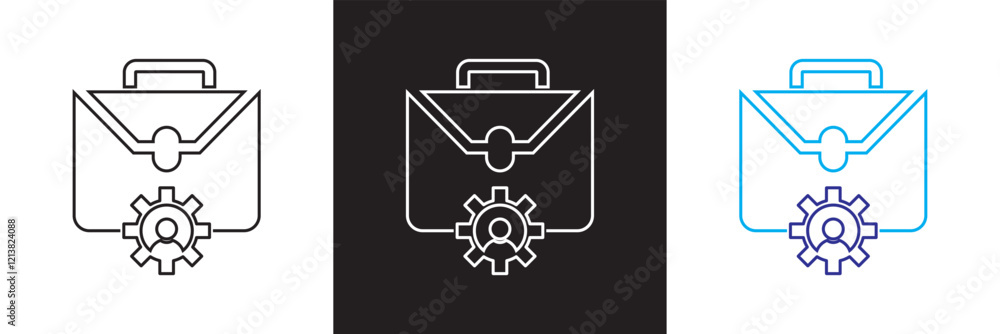 Poster business setting icon set. icons related to setting. setting business icons collection. isolated on 