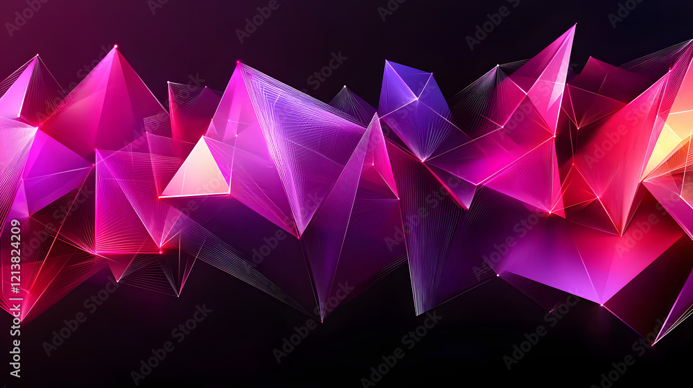 Poster abstract geometric shapes in various colors on a dark background creating a modern artistic composit