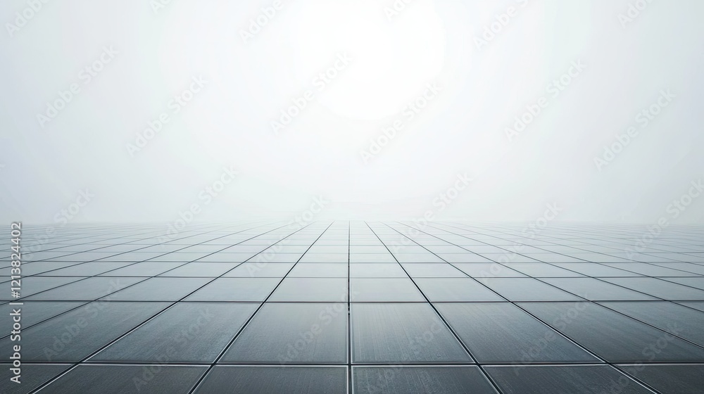 Poster minimalist gray floor with reflection in soft light and fog