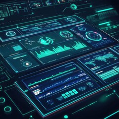 Obraz premium Futuristic user interface with glowing technology elements and digital displays for modern applications