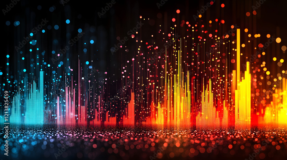 Poster abstract background featuring colorful lights in various shapes and patterns creating a vibrant visu