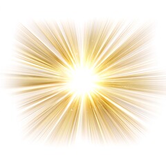 Obraz premium Golden light burst, radiant energy, white background, design element. generative ai