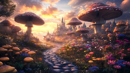 Enchanted Mushroom Kingdom: A Fairytale Fantasy Landscape