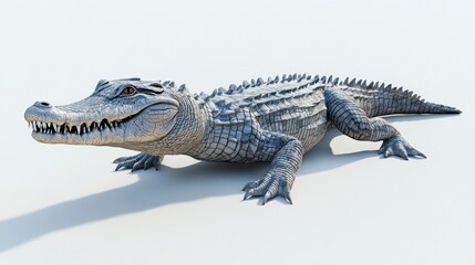 Fototapeta premium 3d render of a realistic crocodile in natural habitat with detailed texture and coloration