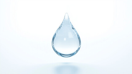 Crystal Clear Water Drop: A single, perfectly formed water drop hangs suspended in the air, capturing the purity and essential beauty of nature's most precious resource.
