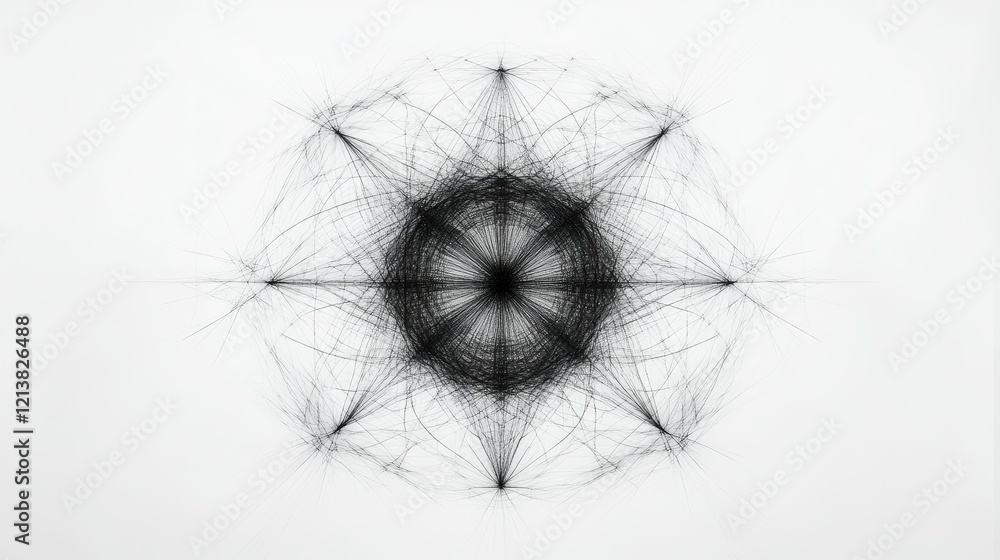 Poster intricate abstract geometric pattern with radial symmetry design