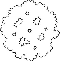 minimalist hand drawn cartoon top view of tree illustration.