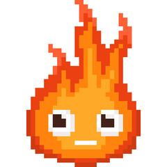 Fototapeta premium Pixel Cartoon Flame Monster Character