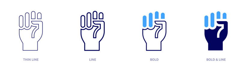 Fist symbol icon in 4 different styles. Thin Line, Line, Bold, and Bold Line. Duotone style. Editable stroke
