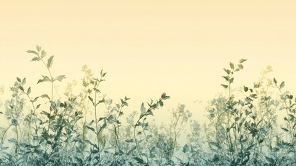 Pastel wildflowers meadow sunset banner design