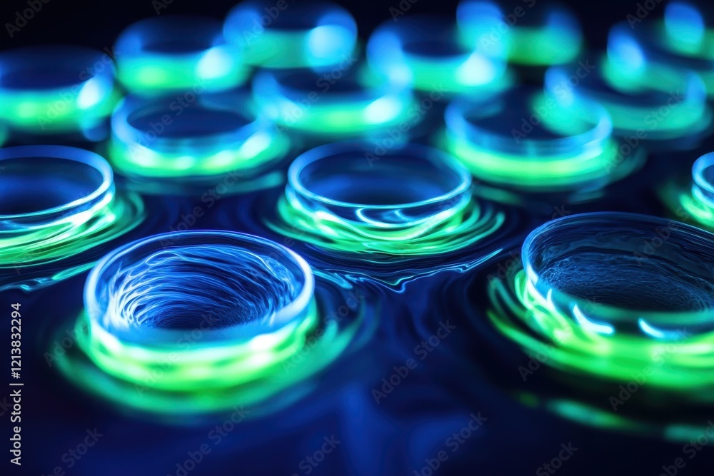 Poster colorful ripples of light dance across a dark surface, creating a mesmerizing visual display in the 