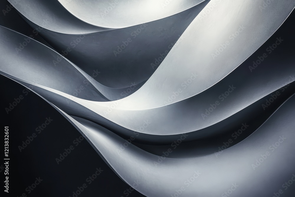 Poster fluid forms and gentle curves create an elegant dance of shadows in modern art composition. generati