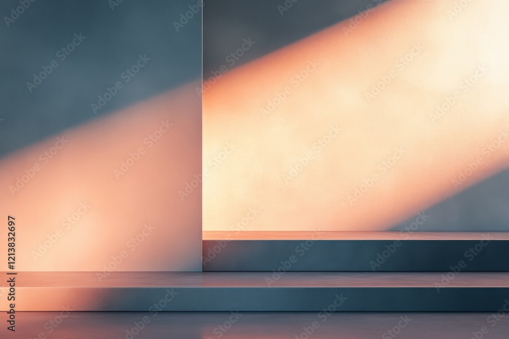 Poster soft rays of light spill across a minimalist interior space, creating a calming atmosphere and empha