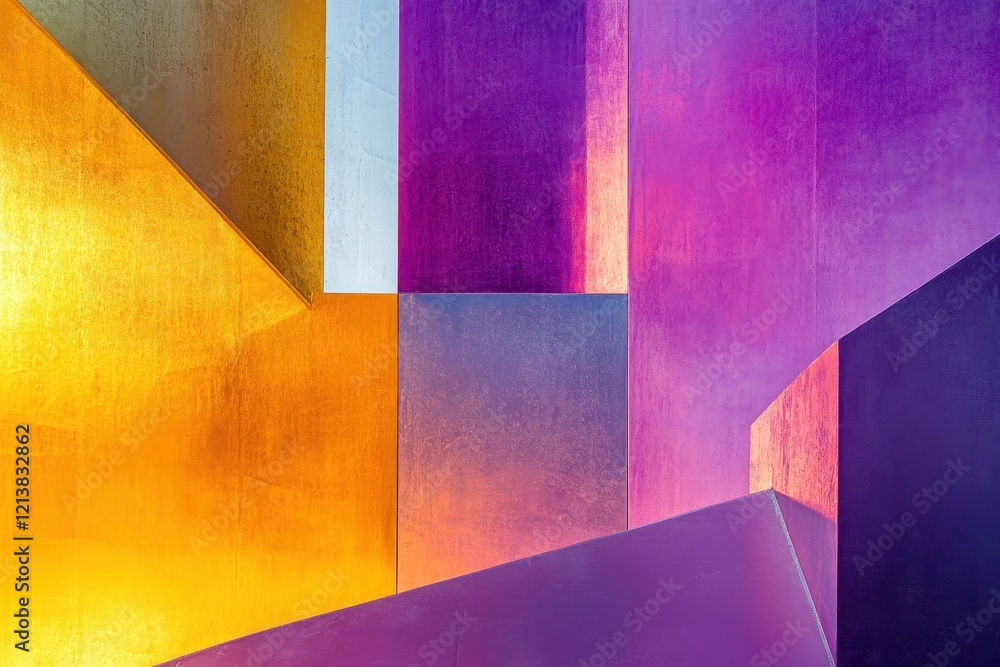Poster bright hues intertwine in abstract composition showcasing vivid colors and sharp angles in a modern 