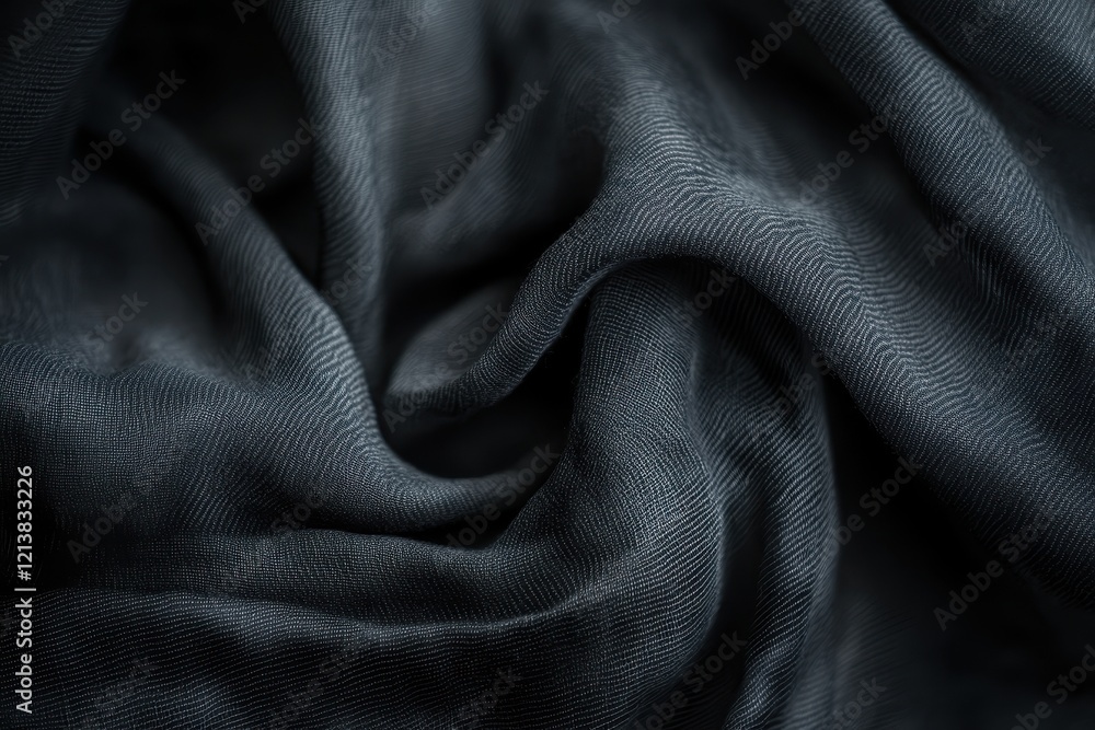 Poster delicate folds of dark fabric create an elegant texture inviting touch and exploration in soft illum