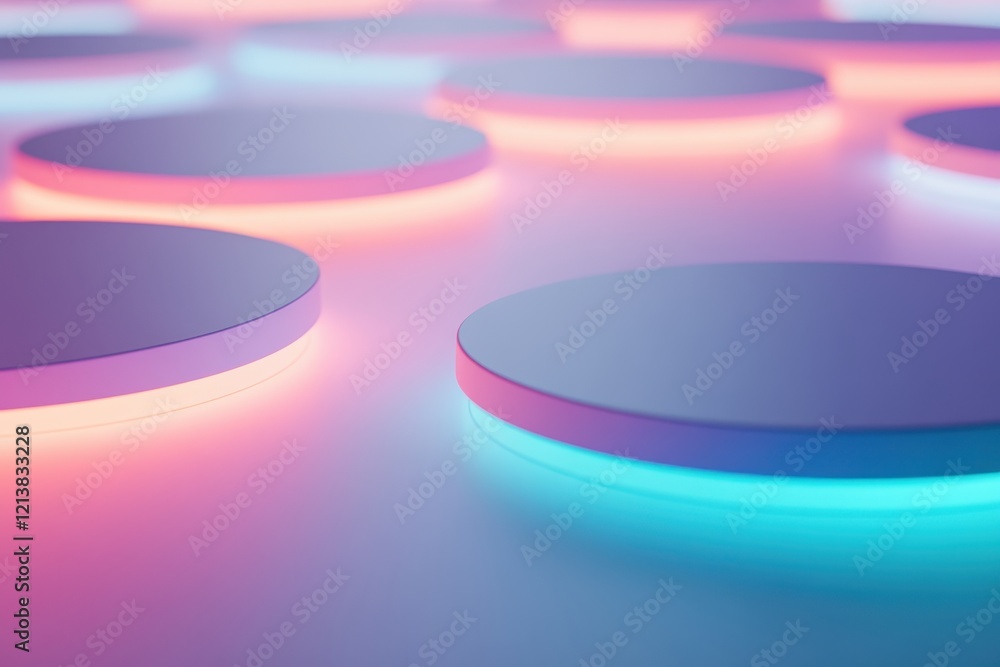 Aufkleber circles of light create a mesmerizing ambiance in a contemporary space during twilight hours. genera
