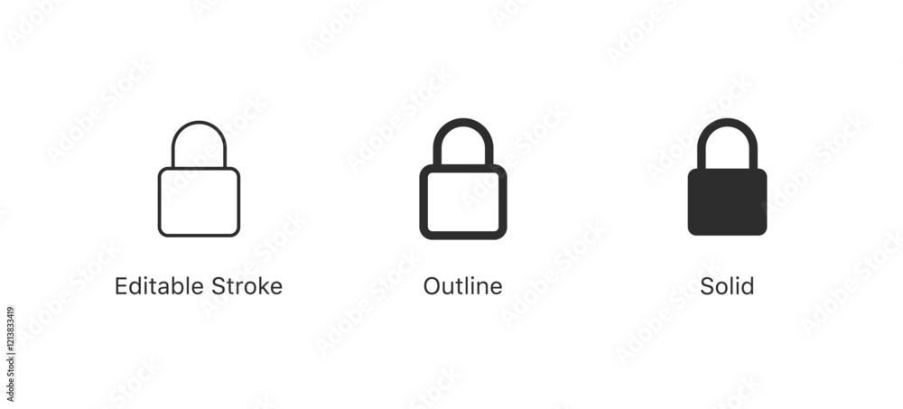 Poster Lock icon symbol. privacy icon , secure private security icons - padlock icon button. editable stroke outline style for app user interface and web vector elements	