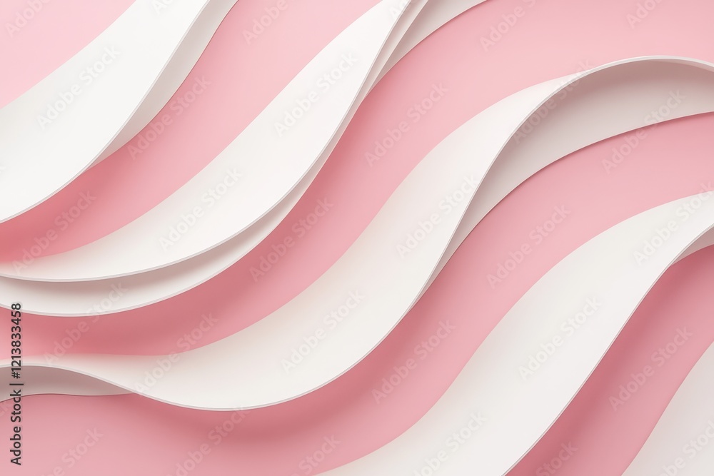 Aufkleber delicate curves of white paper flow gracefully across a soft pink background creating a serene visua
