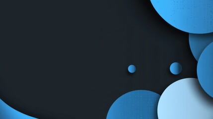 Modern blue background with circles and dashes for design. Banner template with white center text area. Ideal for sleek designs.