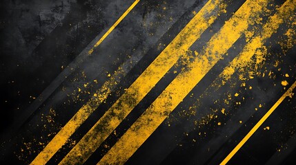 Abstract Grunge Texture: Diagonal Stripes of Yellow and Black on a Weathered Surface