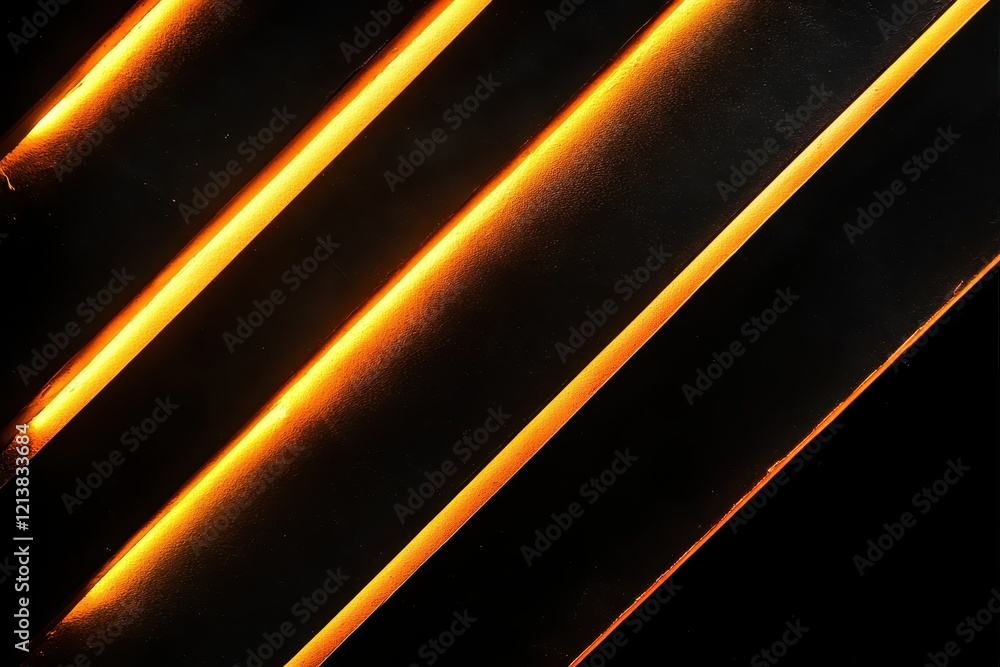 Poster striking display of warm orange light casting dynamic shadows on a dark surface in an artistic arran