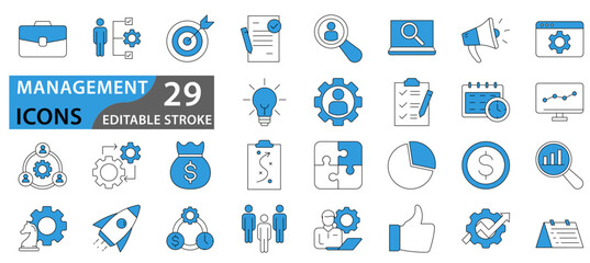 Business and management icons set. Management icon collection. Vector illustrator