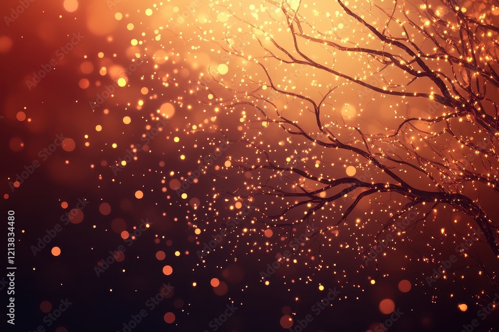 Poster magical twilight with shimmering lights and branching silhouettes creating an enchanting atmosphere 