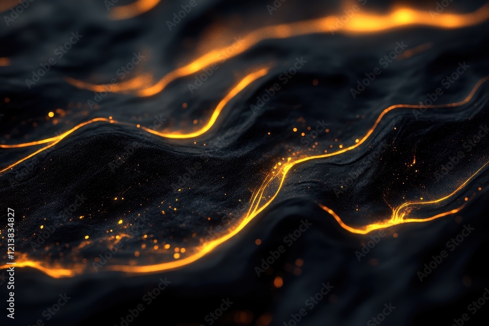 Poster mystical waves of glowing light dance gracefully across the dark surface, creating an enchanting atm