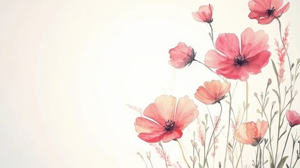 Beautiful seamless floral water color pattern Set, watercolor wild flowers, leaves and grass,Collection botanic garden elements, isolated illustration in rustic or vintage style,copy space.