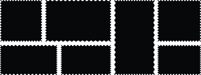 Rectangle shape frame with zigzag edge. Zigzag wavy edge. Vector Jagged Geometric Frame. Rectangular jagged. Abstract Elements for Template, Stickers, Promo Design.