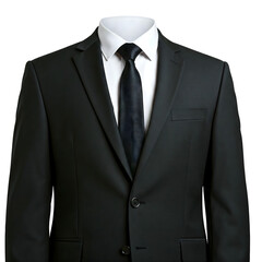 Detailed Black Suit and White Shirt with Dark Tie, Headless Image