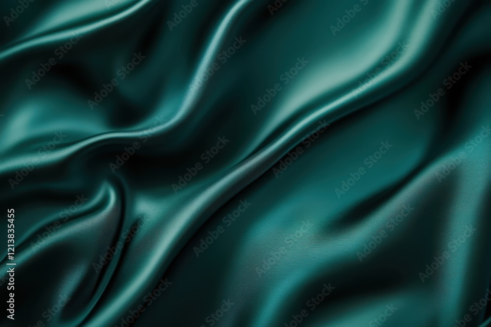 Poster lush satin fabric drapes elegantly with rich emerald tones, capturing light and adding depth to the 