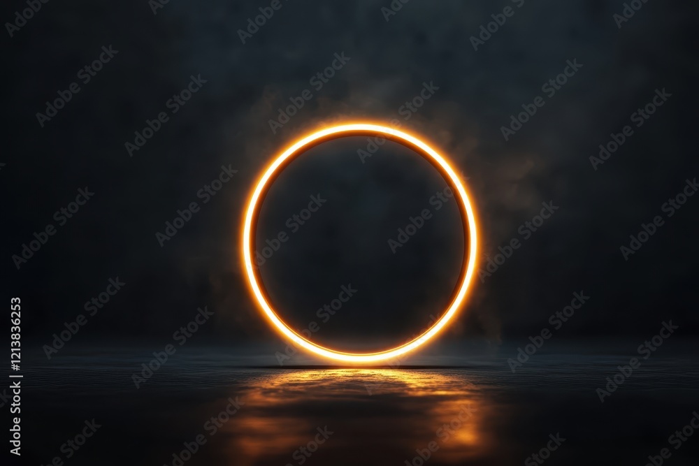 Poster illuminated ring emanates mystique in a shadowy environment at twilight. generative ai