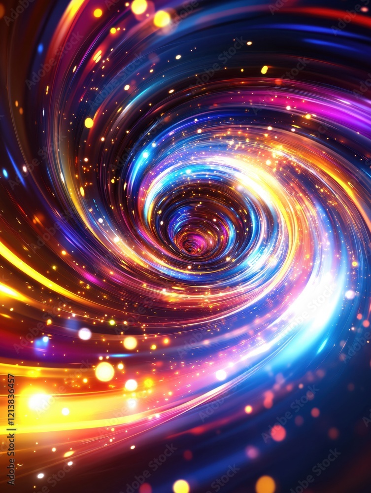 Aufkleber Swirling vortex of vibrant light and color with a dynamic abstract cosmic feel and bokeh effect