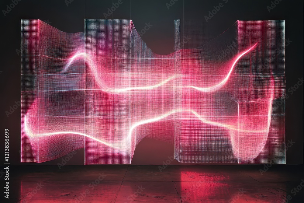 Aufkleber dynamic interplay of light and color in an immersive art installation showcasing digital creativity.
