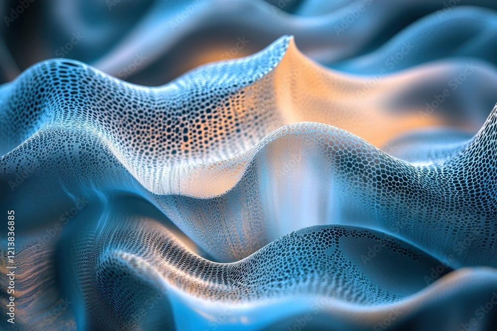 Poster flowing waves of intricate patterns capture light and depth in an abstract representation of nature'