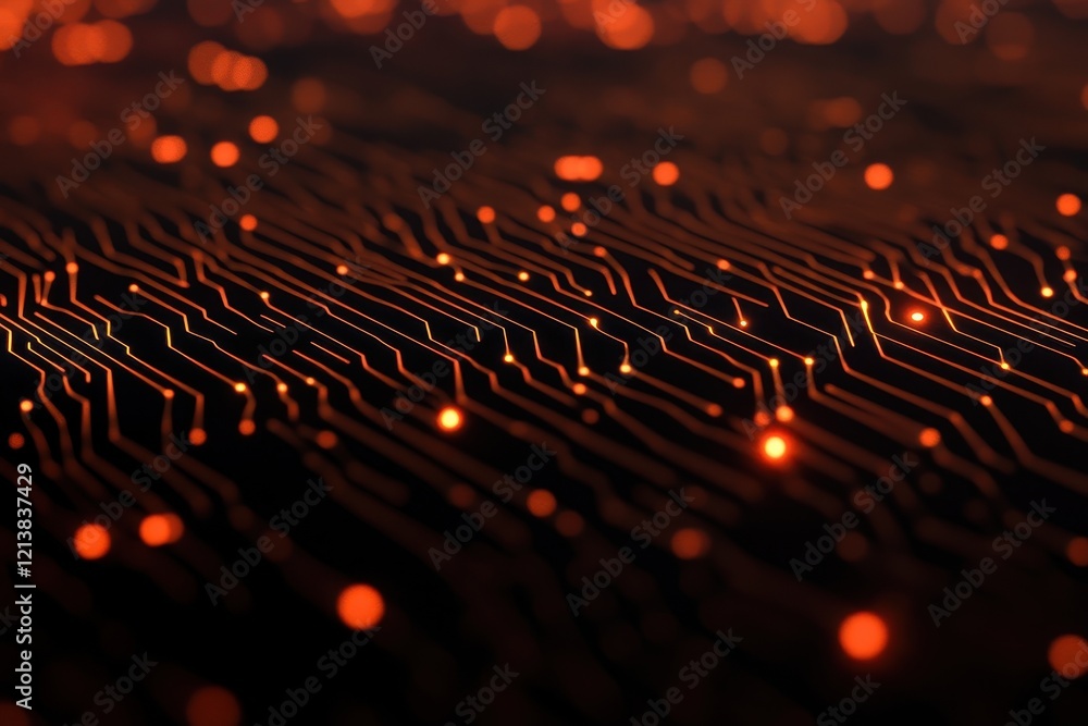 Poster intricate patterns of glowing circuitry create a mesmerizing dance of light in a digital landscape o